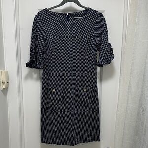 Karl Lagerfeld Black and White Polka Dot Long Sleeve Dress